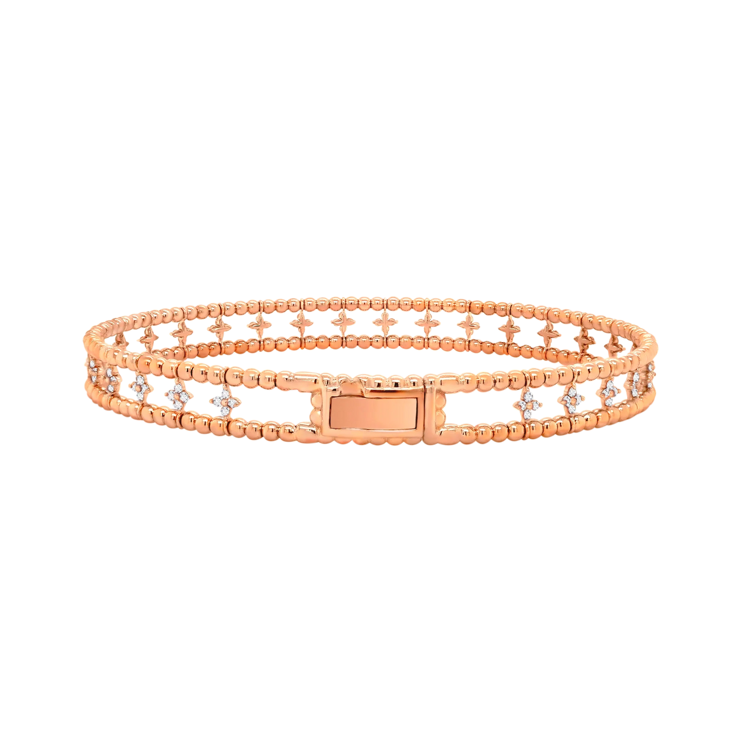 Layered Ball Setting Flex Bangle – 14K Gold Lab-Grown Diamond Bracelet
