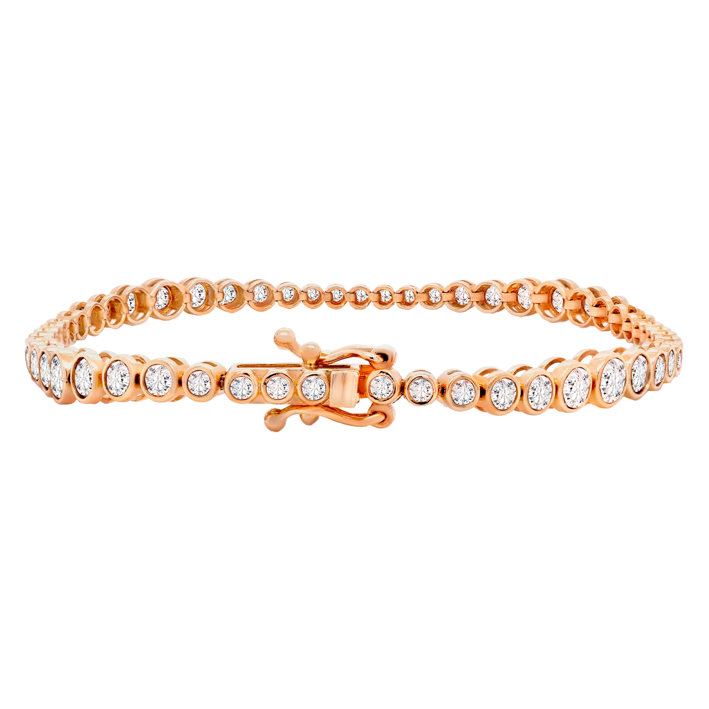 14K Gold Graduated Bezel Lab-Grown Diamond Tennis Bracelet