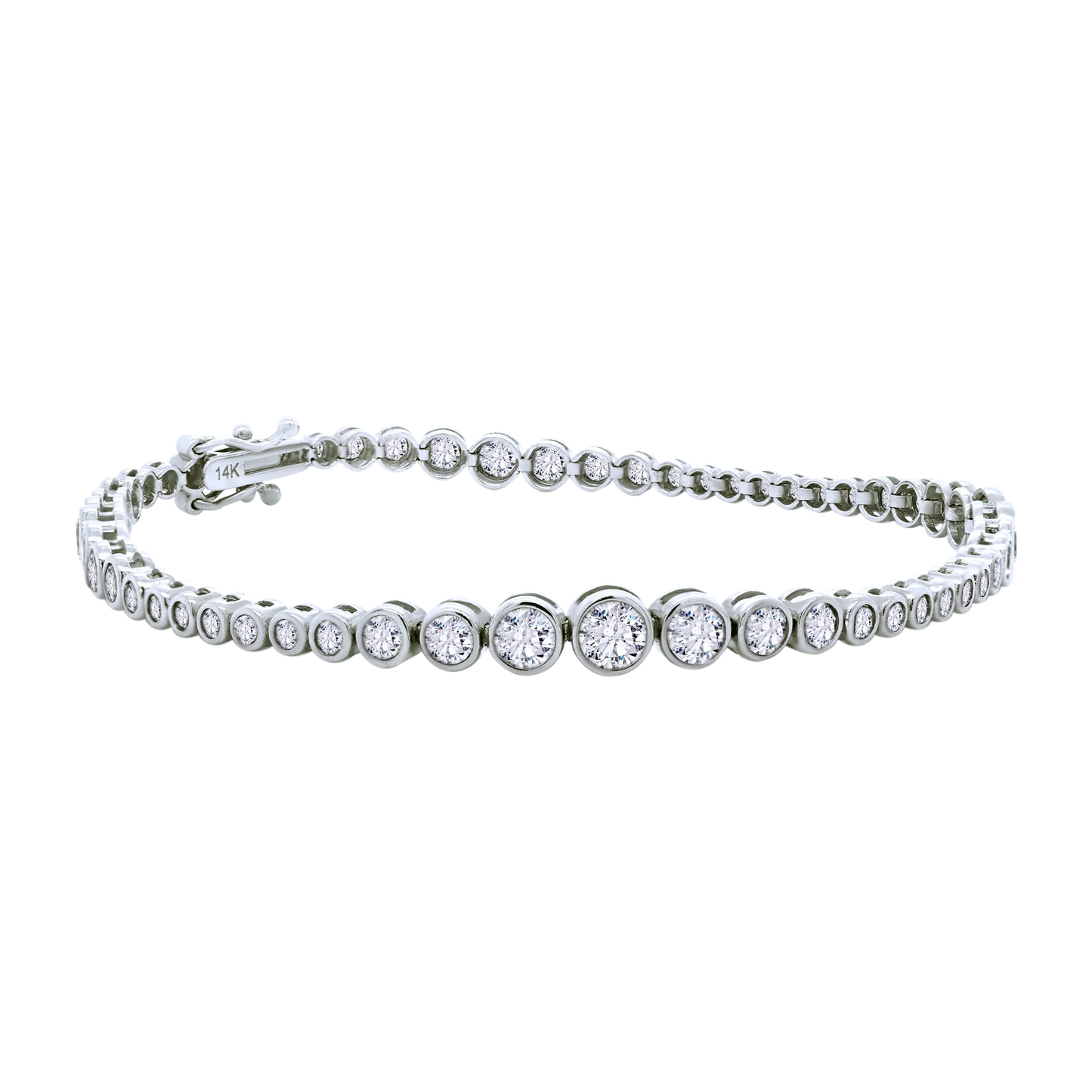 14K Gold Graduated Bezel Lab-Grown Diamond Tennis Bracelet