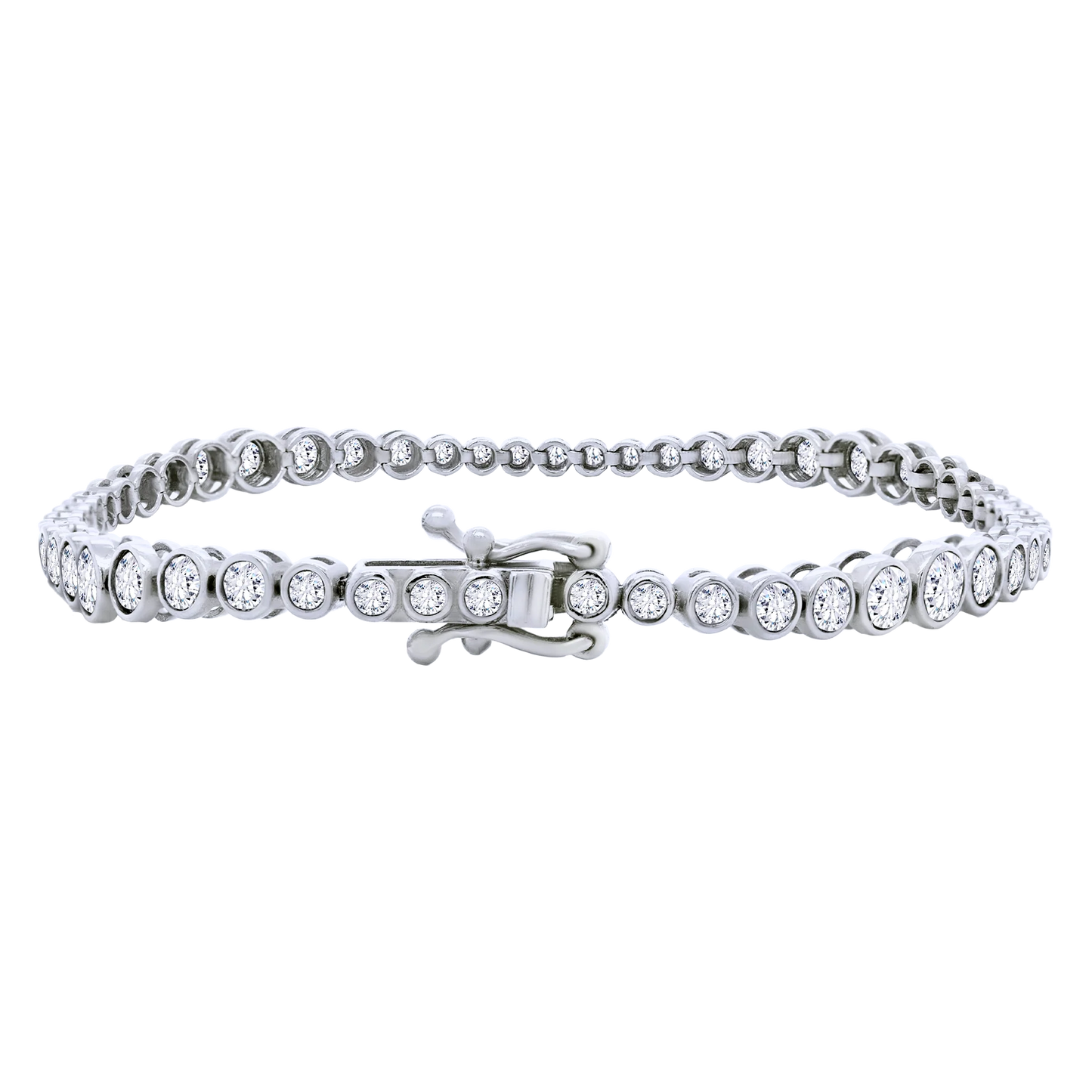 14K Gold Graduated Bezel Lab-Grown Diamond Tennis Bracelet
