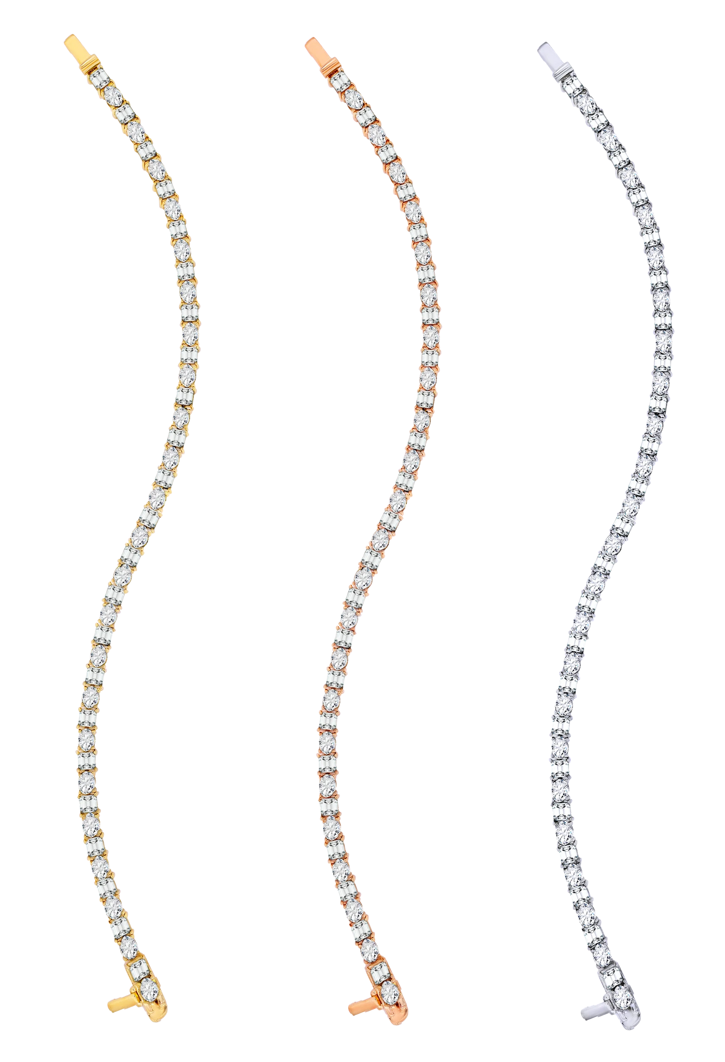 14K Gold Oval and Square Lab Diamond Tennis Bracelet