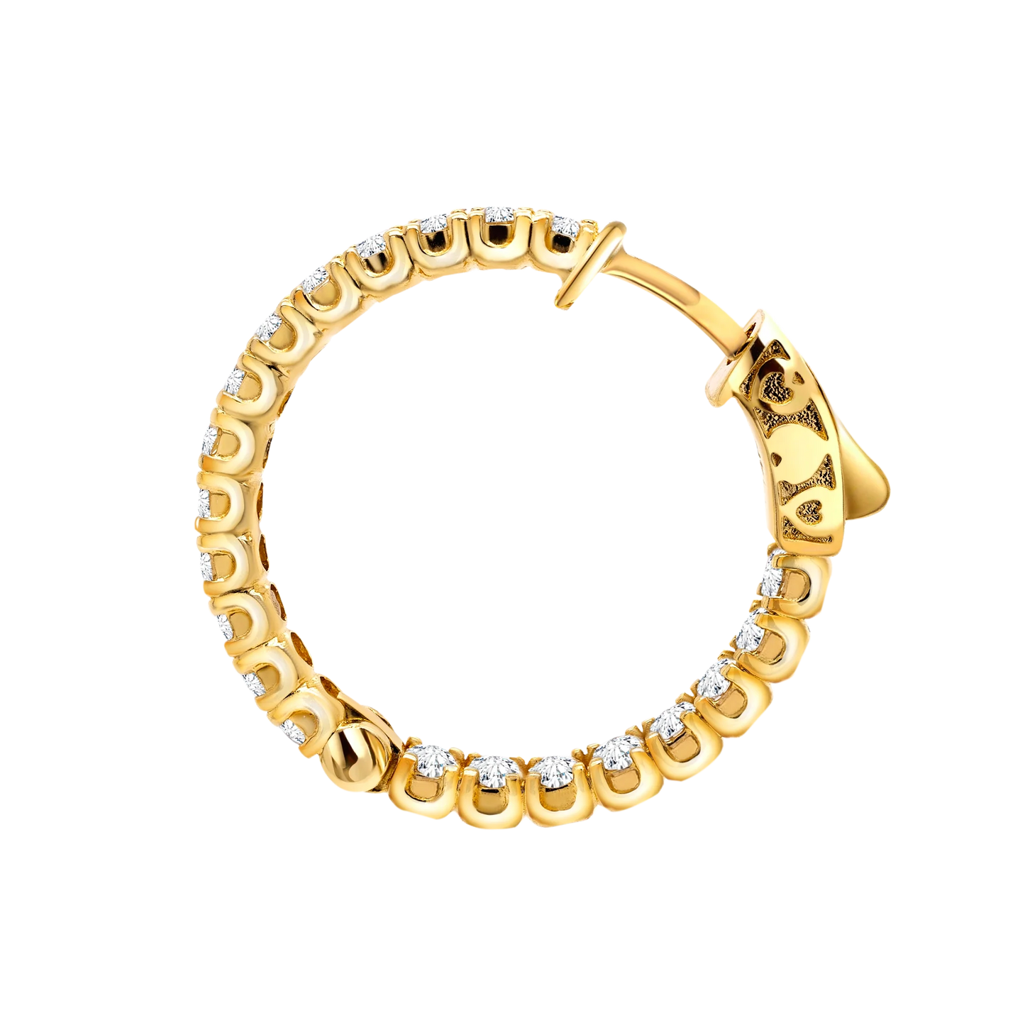14K Gold U-Prong Lab-Grown Diamond Hoop Earrings