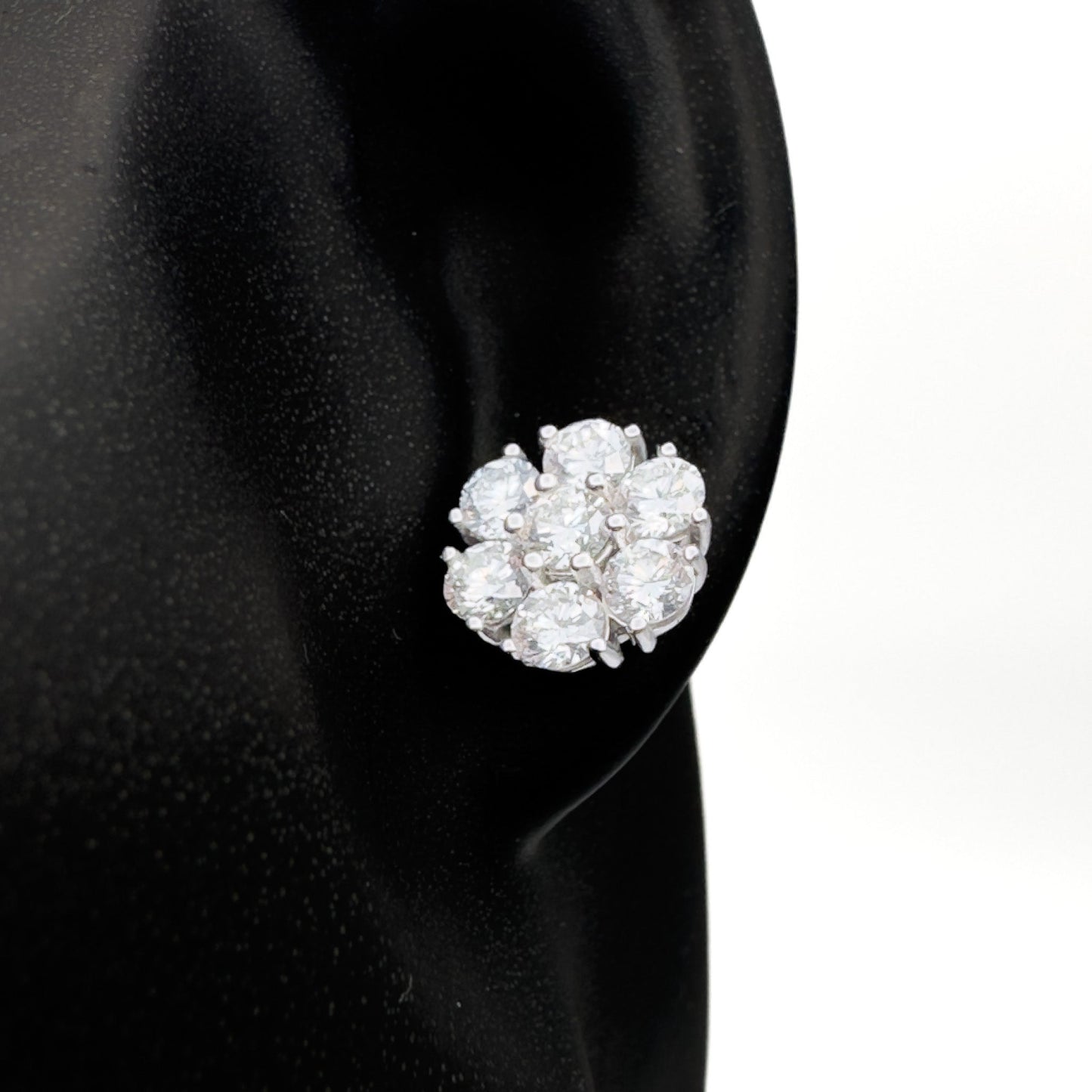 14k Gold Flower Cluster Lab-Grown Diamond Stud Earrings (Screw Back)