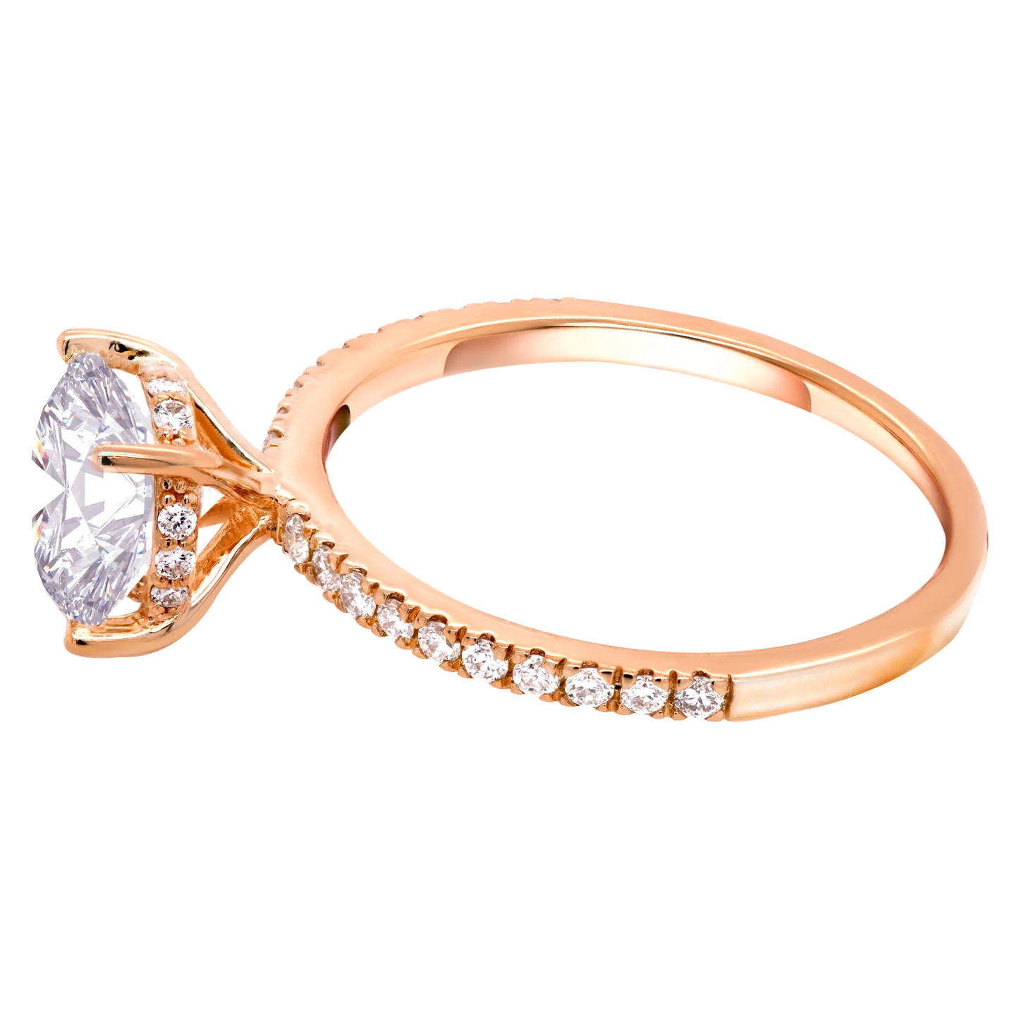 14k Gold Full Glamour Lab-Grown Diamond Engagement Ring