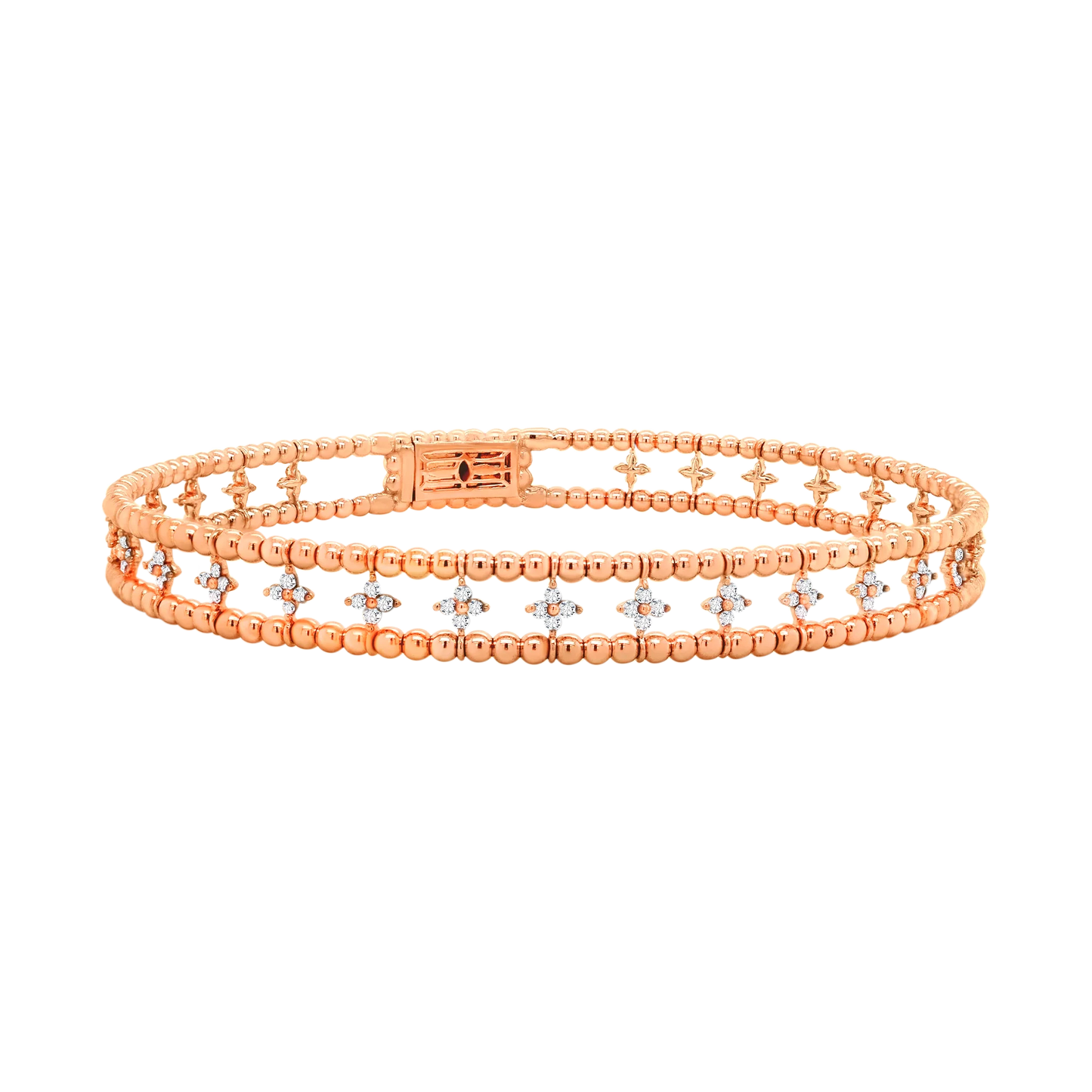Layered Ball Setting Flex Bangle – 14K Gold Lab-Grown Diamond Bracelet
