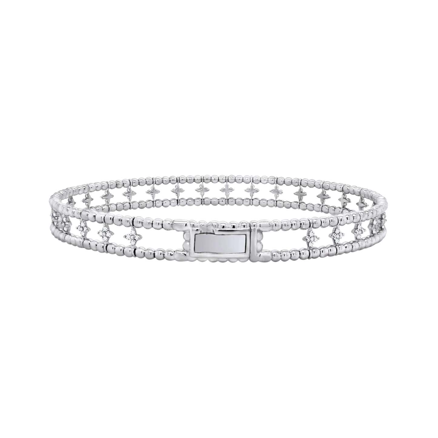 Layered Ball Setting Flex Bangle – 14K Gold Lab-Grown Diamond Bracelet