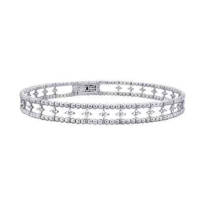Layered Ball Setting Flex Bangle – 14K Gold Lab-Grown Diamond Bracelet