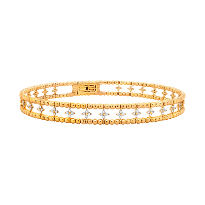 Layered Ball Setting Flex Bangle – 14K Gold Lab-Grown Diamond Bracelet