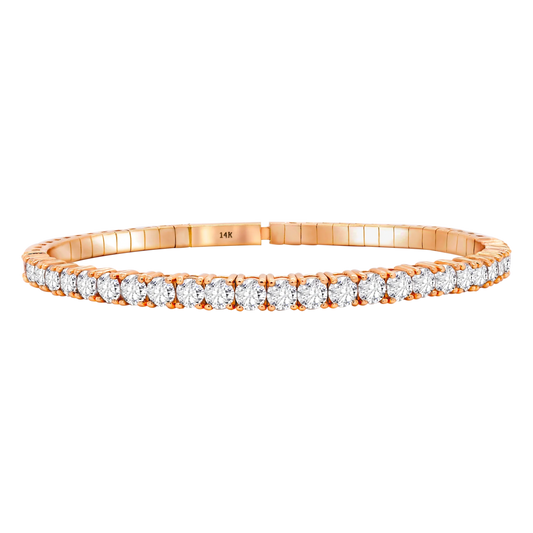 Half Setting Flex Bangle – 14K Gold Lab-Grown Diamond Bracelet