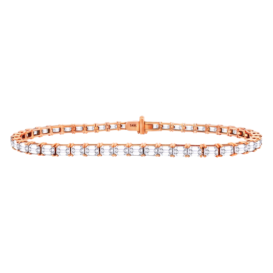 14K Gold Emerald-Cut Lab-Grown Diamond Tennis Bracelet