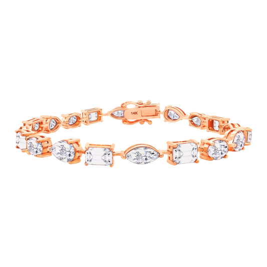 14k Gold Multi-Shaped Lab Diamond Tennis Bracelet