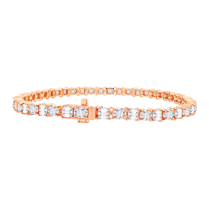14K Gold Oval and Square Lab Diamond Tennis Bracelet
