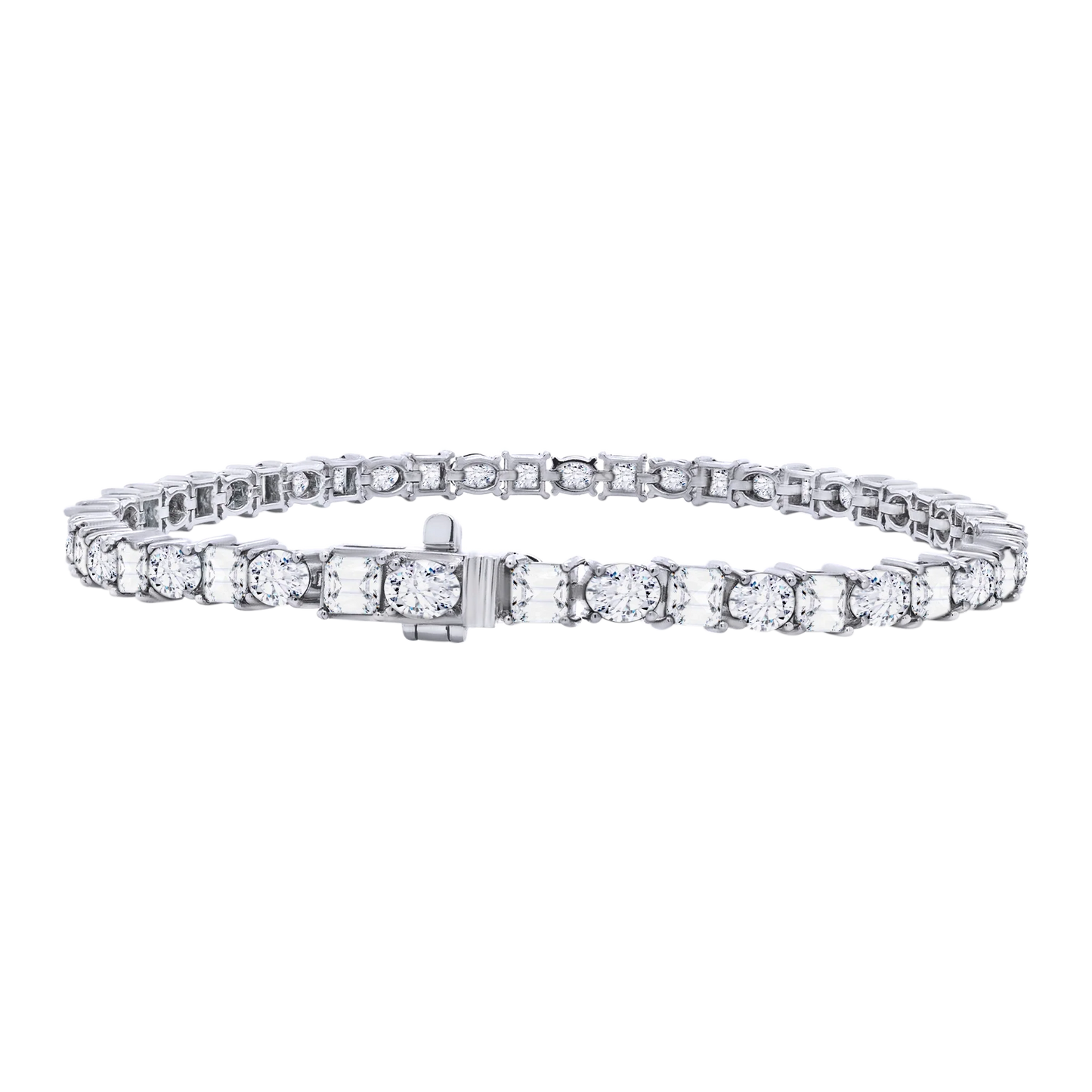 14K Gold Oval and Square Lab Diamond Tennis Bracelet