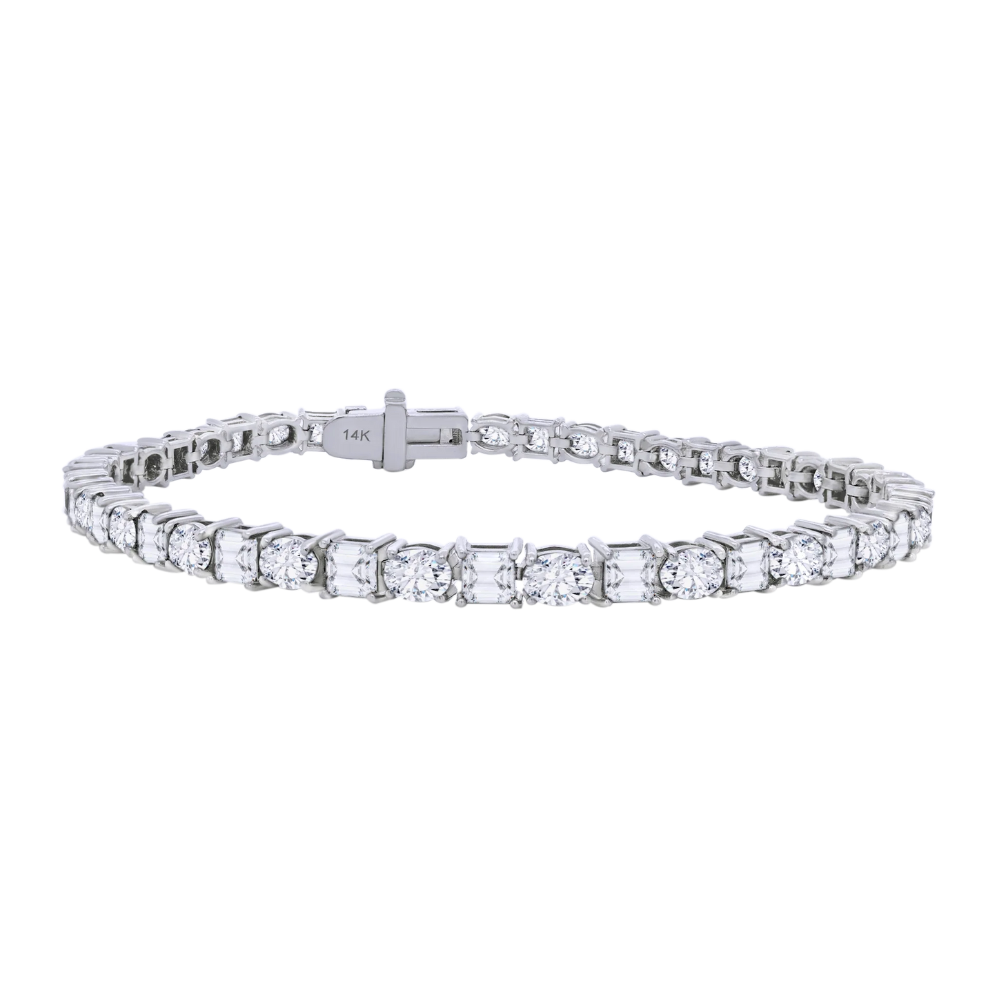 14K Gold Oval and Square Lab Diamond Tennis Bracelet