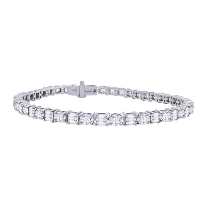 14K Gold Oval and Square Lab Diamond Tennis Bracelet