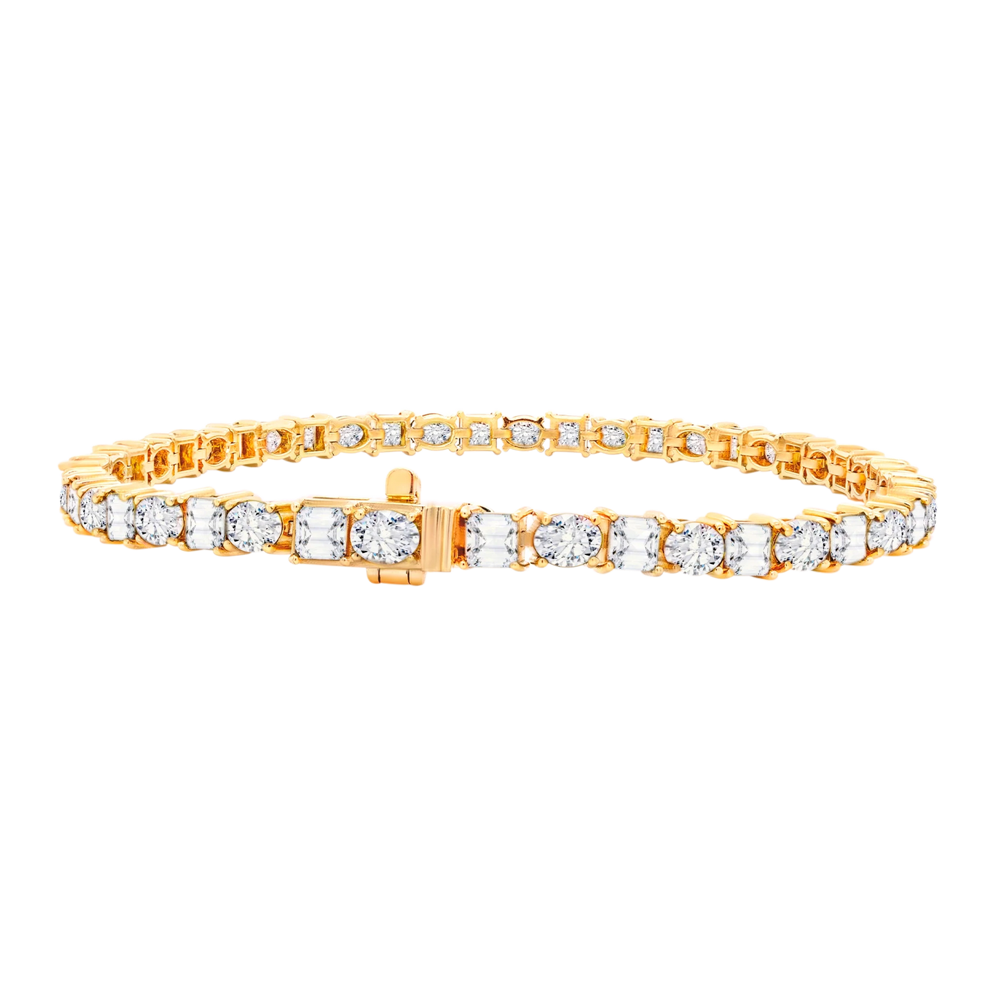 14K Gold Oval and Square Lab Diamond Tennis Bracelet