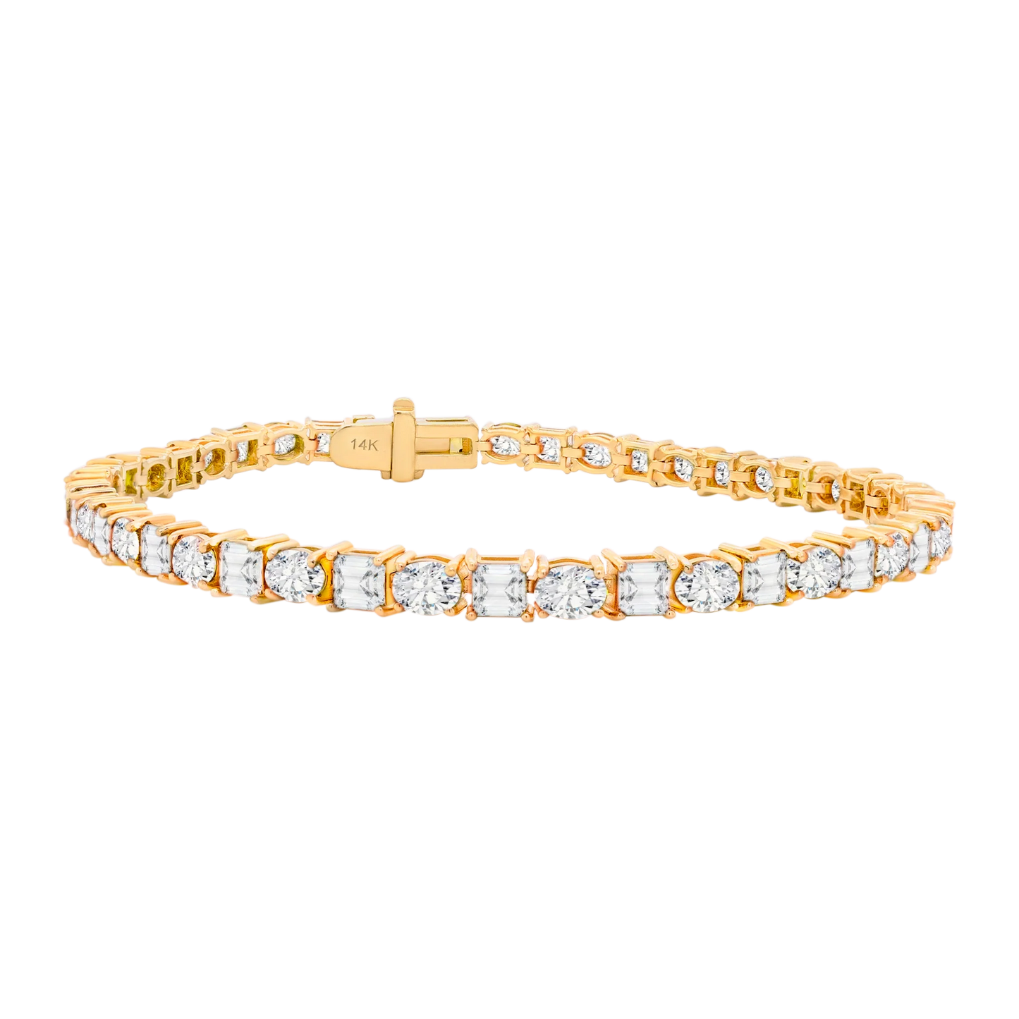 14K Gold Oval and Square Lab Diamond Tennis Bracelet