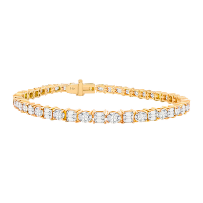 14K Gold Oval and Square Lab Diamond Tennis Bracelet