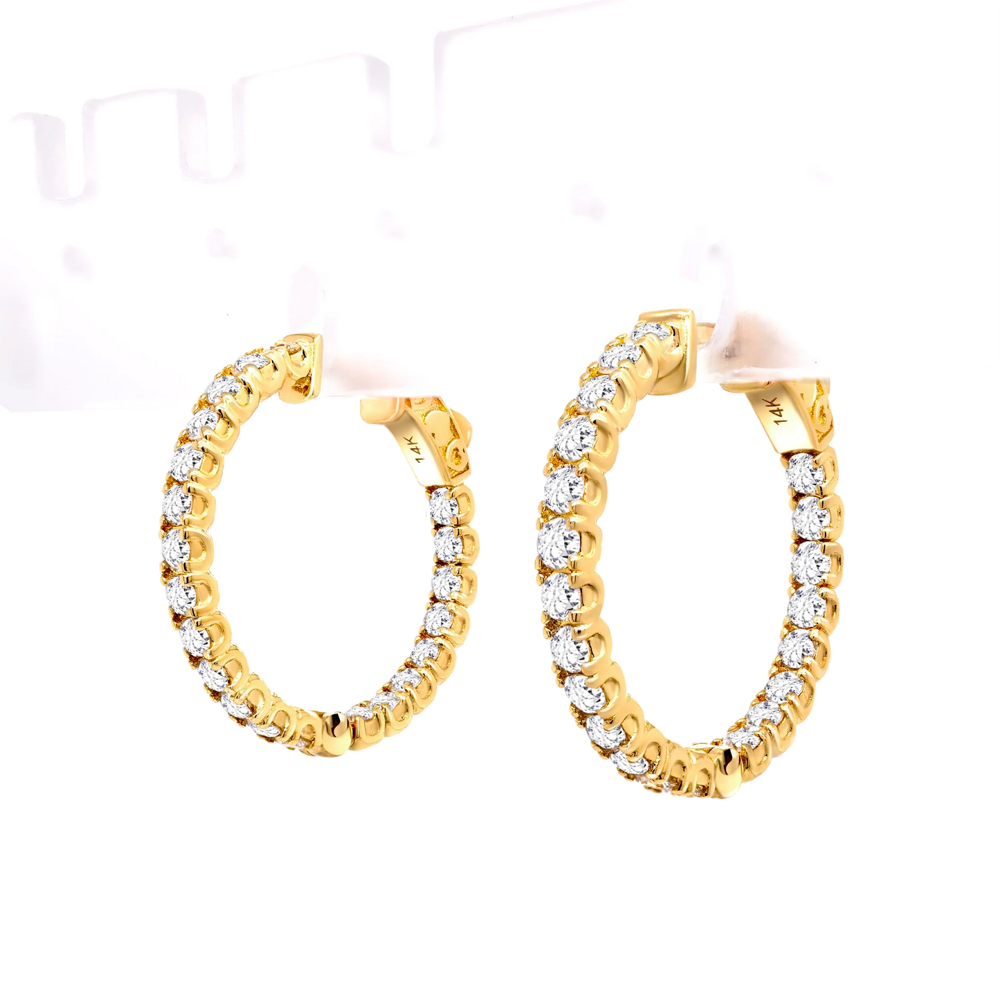 14K Gold U-Prong Lab-Grown Diamond Hoop Earrings
