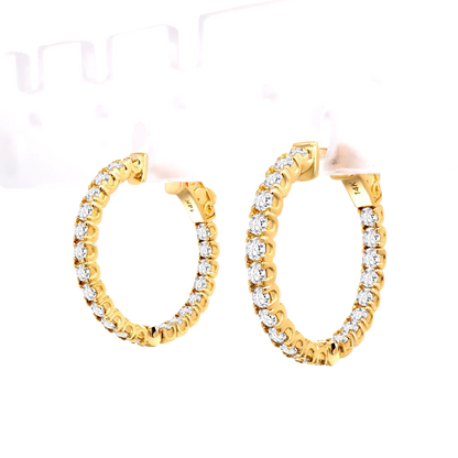 14K Gold U-Prong Lab-Grown Diamond Hoop Earrings