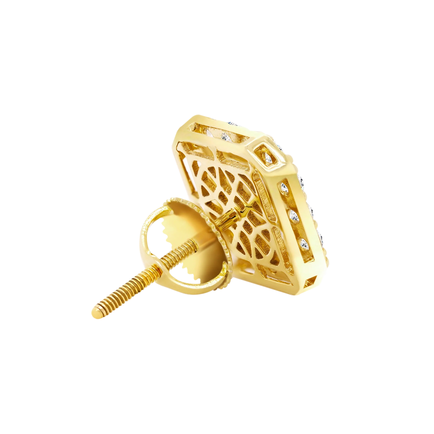 14K Gold Square Cluster Lab-Grown Diamond Stud Earrings