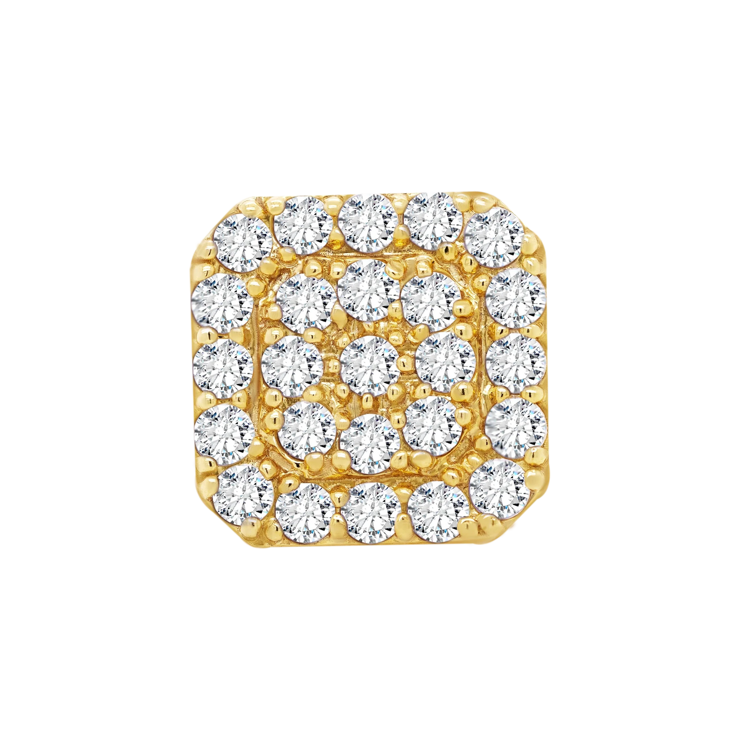 14K Gold Square Cluster Lab-Grown Diamond Stud Earrings