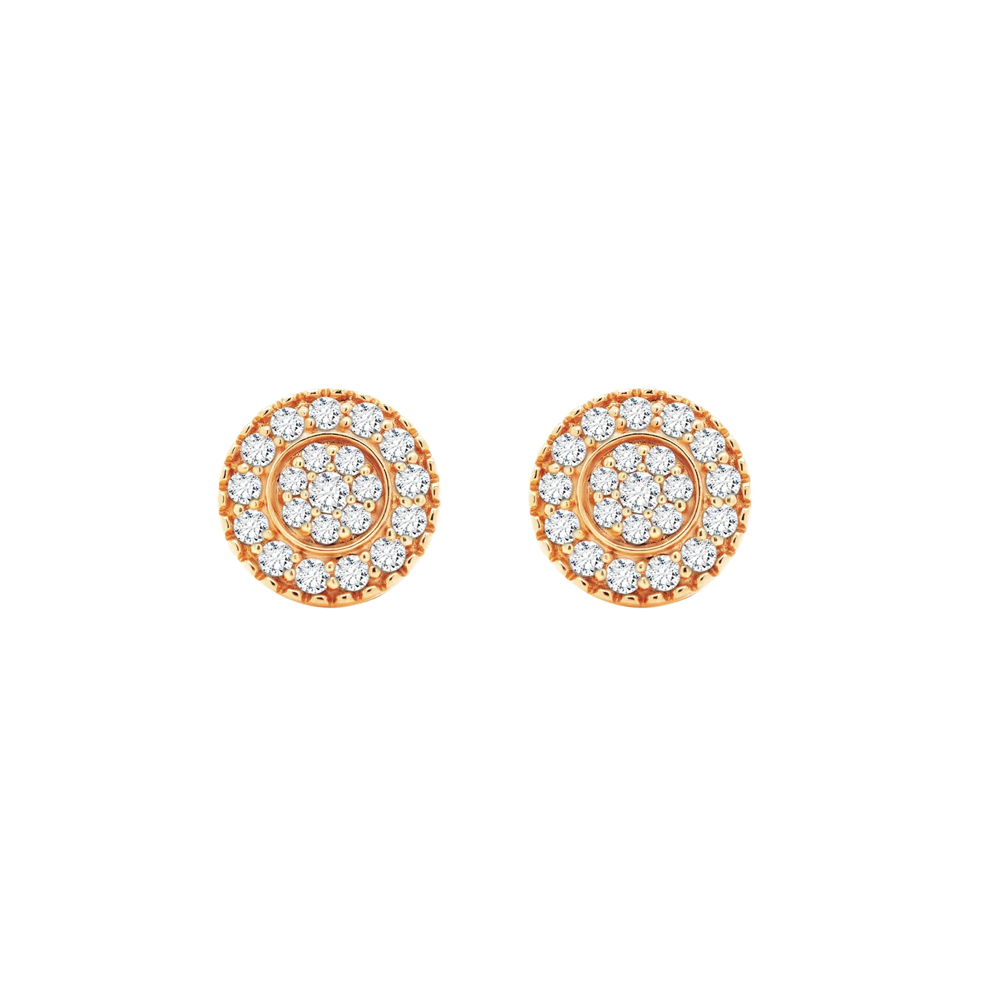 14K Gold Lab-Grown Diamond Round Cluster Stud Earrings