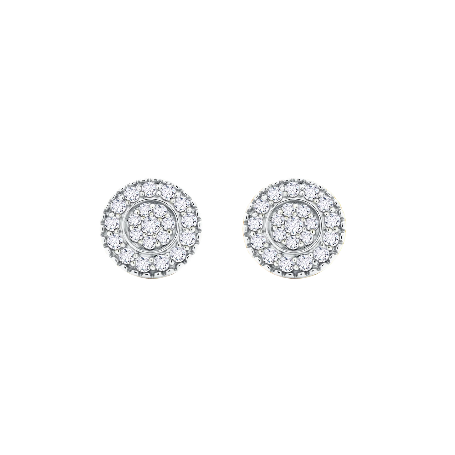 14K Gold Lab-Grown Diamond Round Cluster Stud Earrings