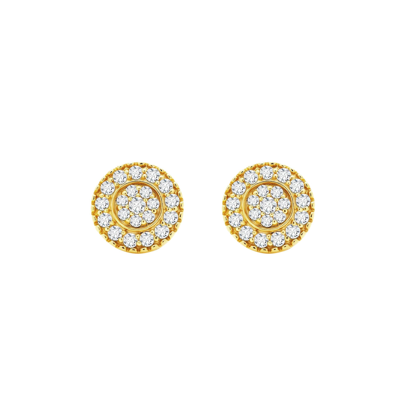 14K Gold Lab-Grown Diamond Round Cluster Stud Earrings
