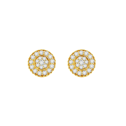 14K Gold Lab-Grown Diamond Round Cluster Stud Earrings
