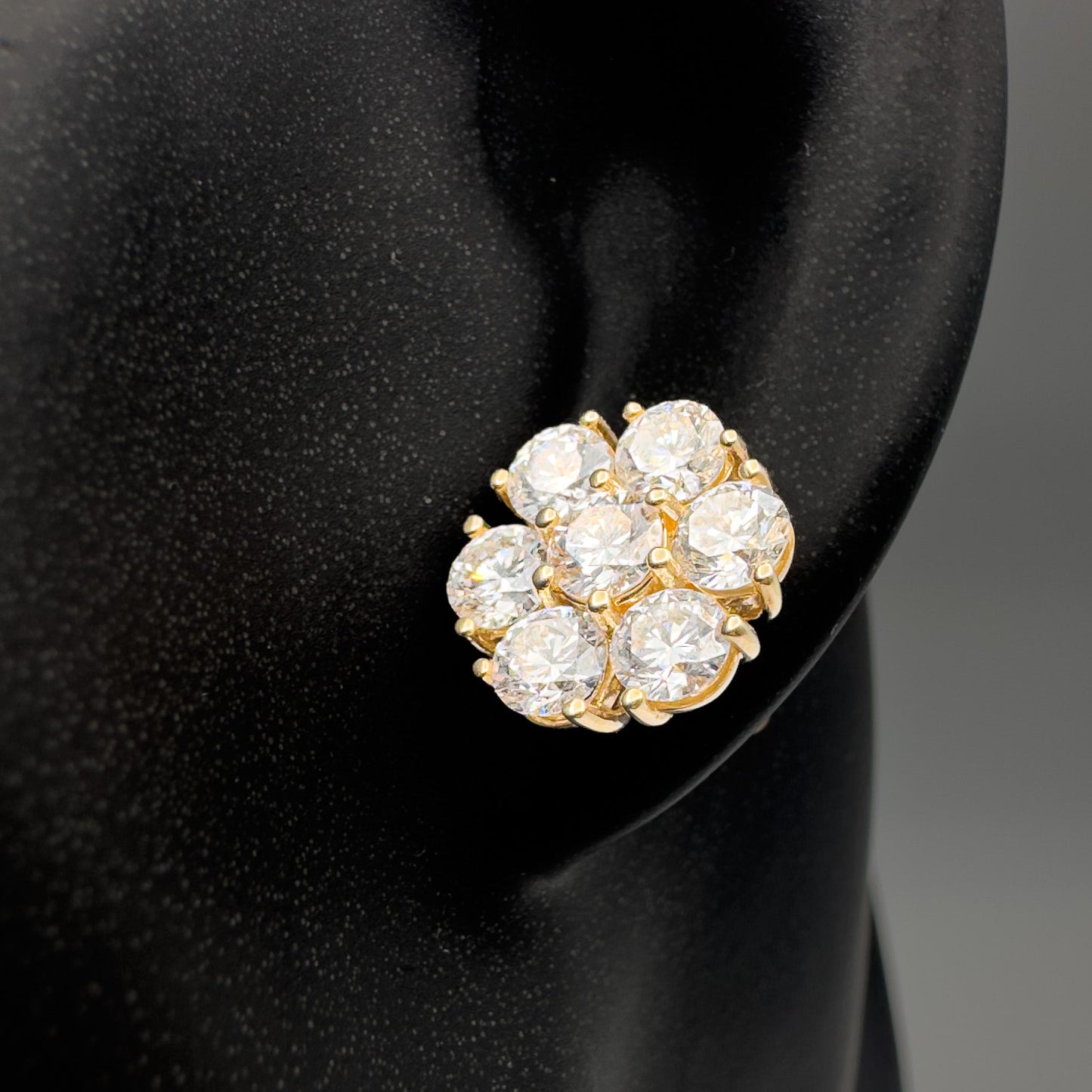 14k Gold Flower Cluster Lab-Grown Diamond Stud Earrings (Screw Back)