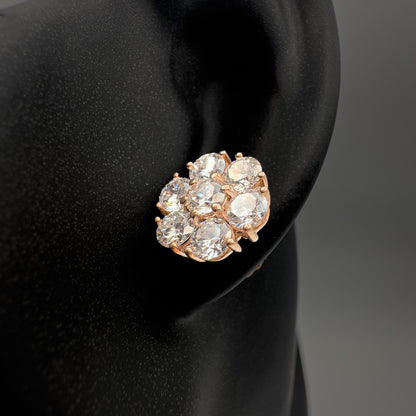14k Gold Flower Cluster Lab-Grown Diamond Stud Earrings (Screw Back)