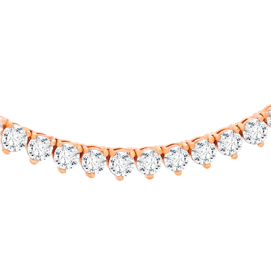 14k Gold 3-Prong Lab-Grown Diamond Tennis Necklace – 16"
