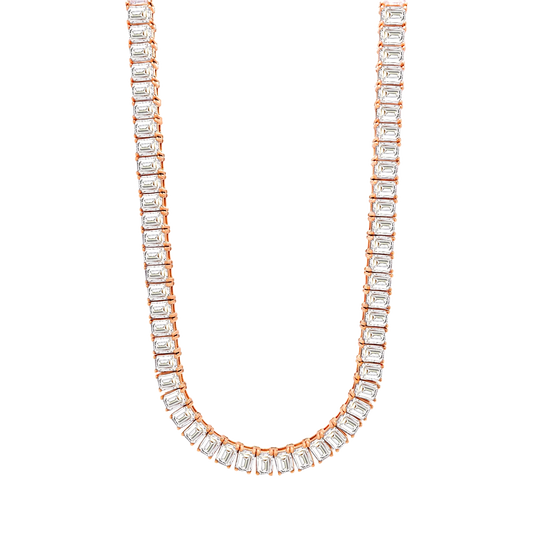 Emerald-Cut Lab Diamond Tennis Necklace in 14K Gold