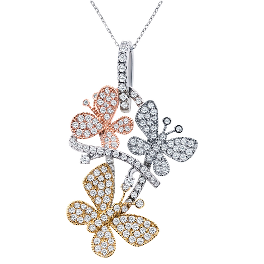 14k Gold Lab-Grown Diamond Butterfly Cluster Pendant