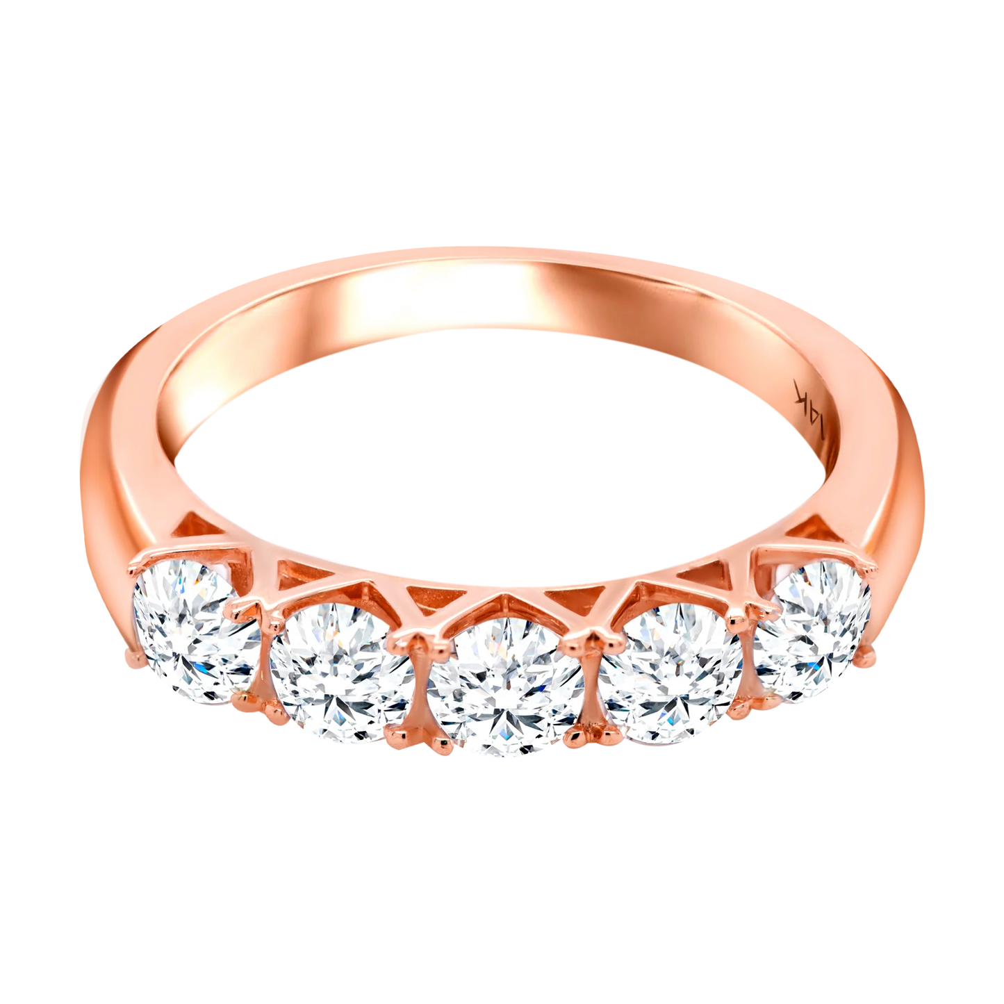 5-Stone 4-Prong Half Eternity Lab-Grown Diamond Ring - 14k Gold