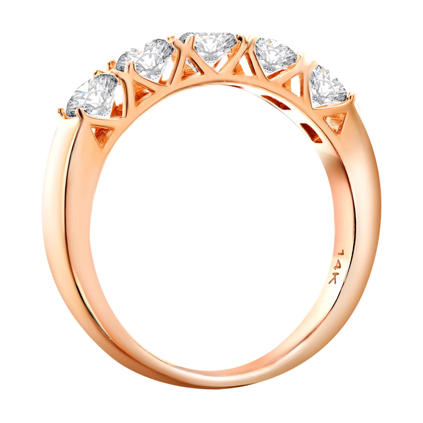 5-Stone 4-Prong Half Eternity Lab-Grown Diamond Ring - 14k Gold