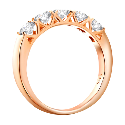 5-Stone 4-Prong Half Eternity Lab-Grown Diamond Ring - 14k Gold