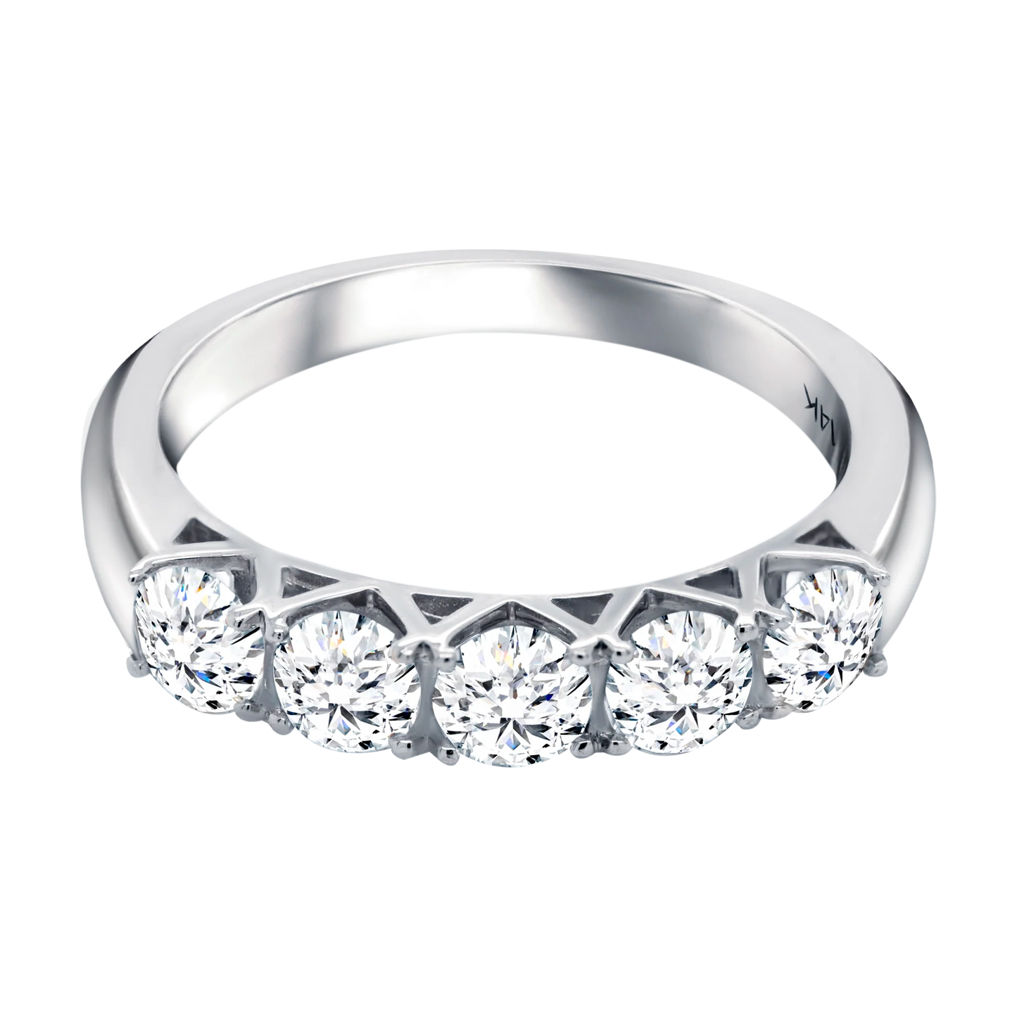 5-Stone 4-Prong Half Eternity Lab-Grown Diamond Ring - 14k Gold