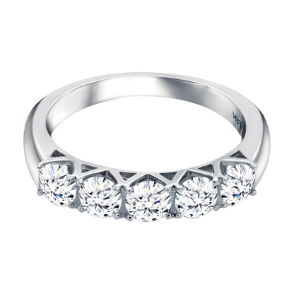 5-Stone 4-Prong Half Eternity Lab-Grown Diamond Ring - 14k Gold