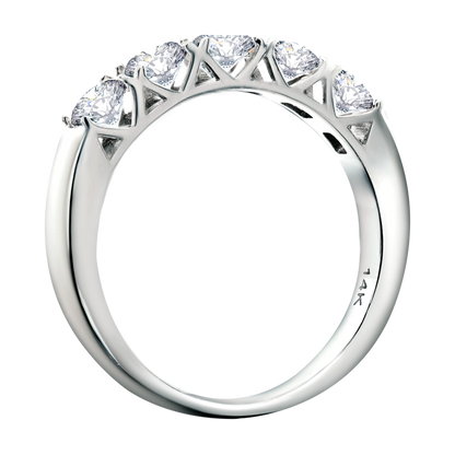 5-Stone 4-Prong Half Eternity Lab-Grown Diamond Ring - 14k Gold