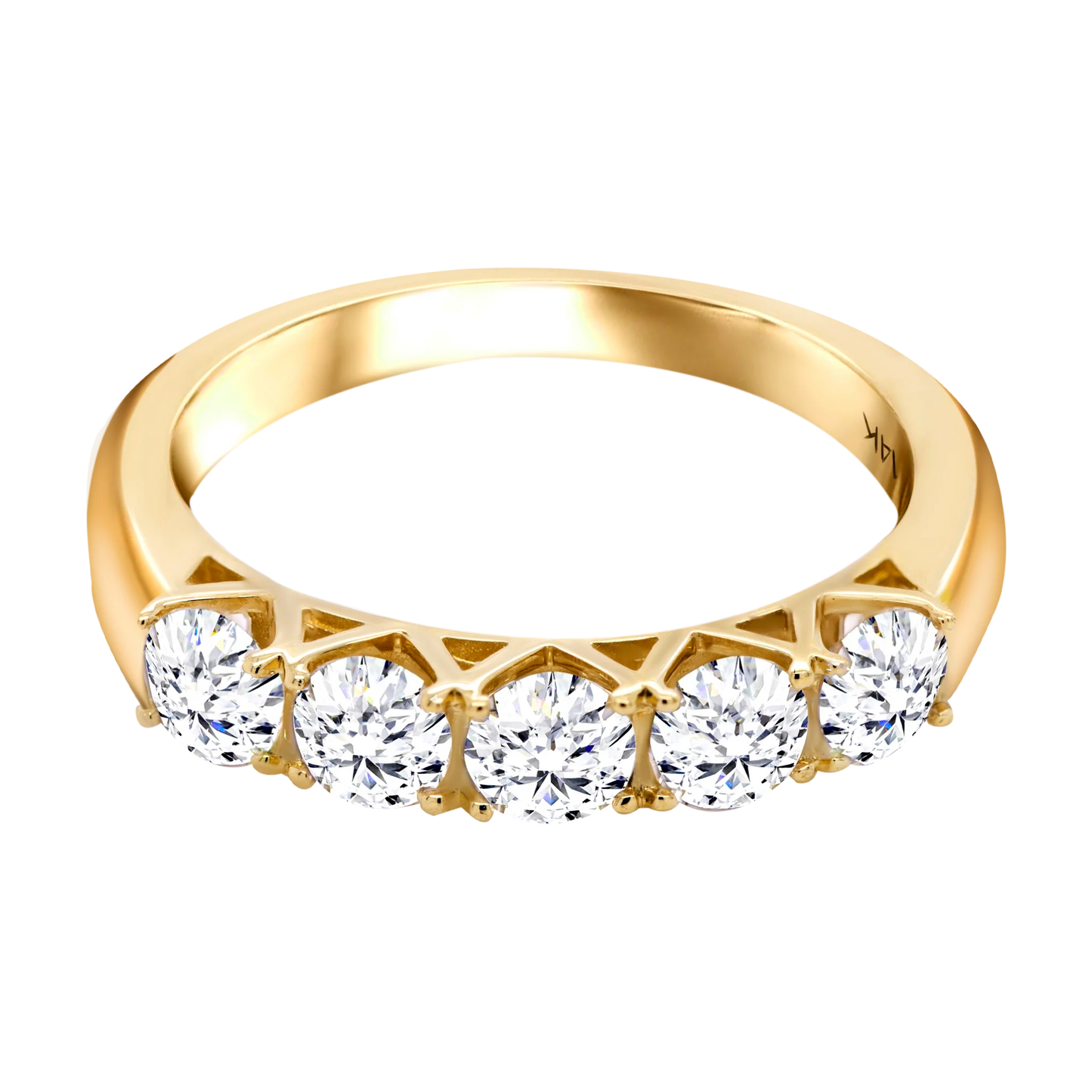 5-Stone 4-Prong Half Eternity Lab-Grown Diamond Ring - 14k Gold