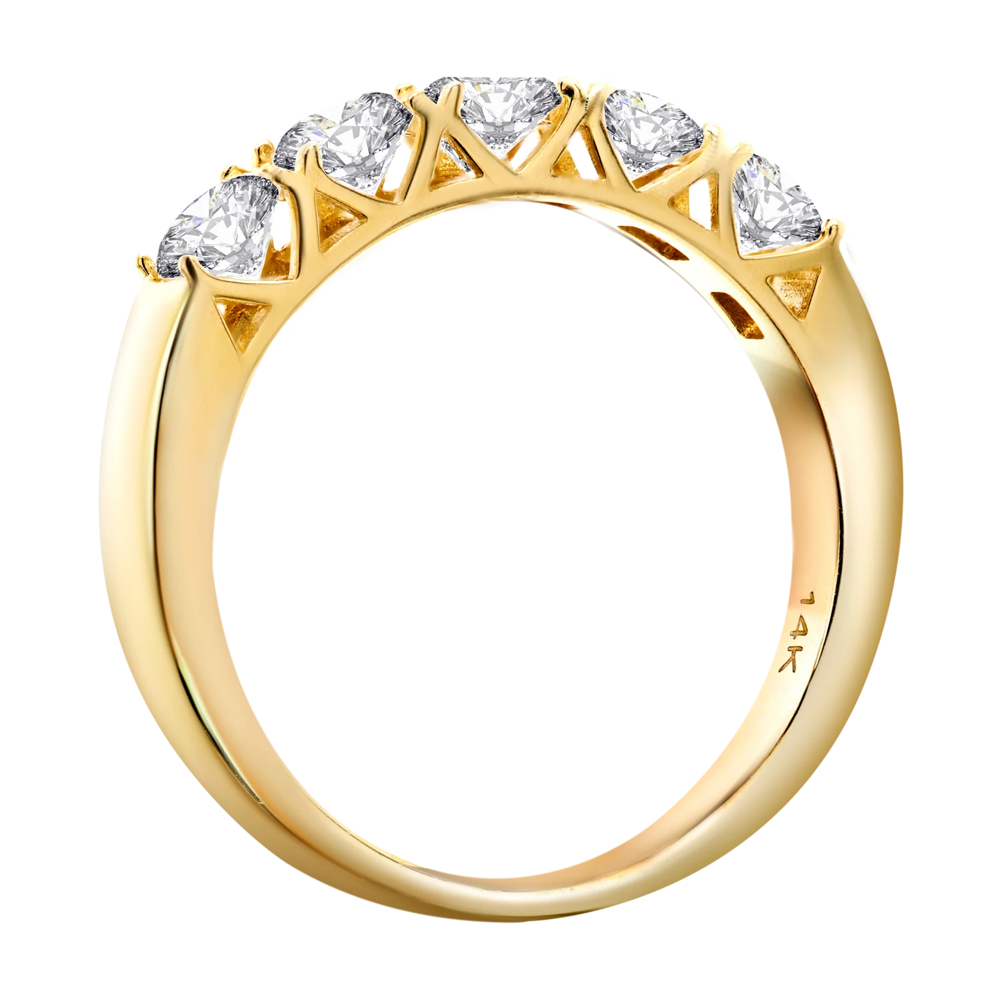 5-Stone 4-Prong Half Eternity Lab-Grown Diamond Ring - 14k Gold