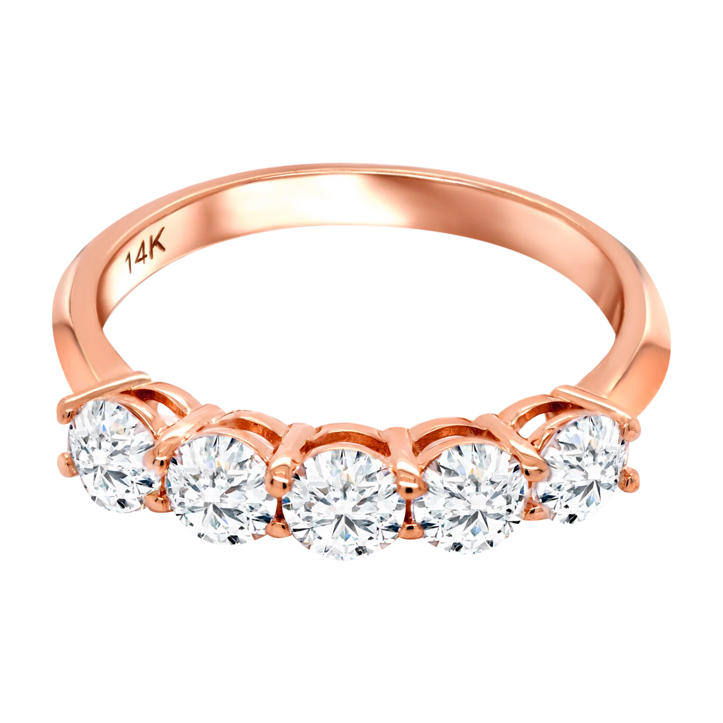 5-Stone Shared Prong Half Eternity Lab-Grown Diamond Ring – 14k Gold