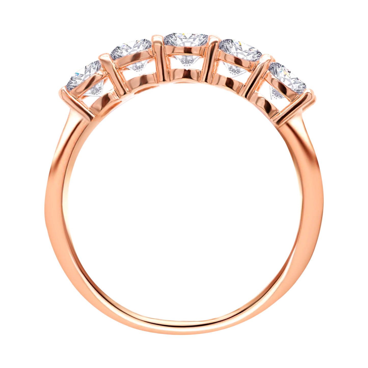 5-Stone Shared Prong Half Eternity Lab-Grown Diamond Ring – 14k Gold