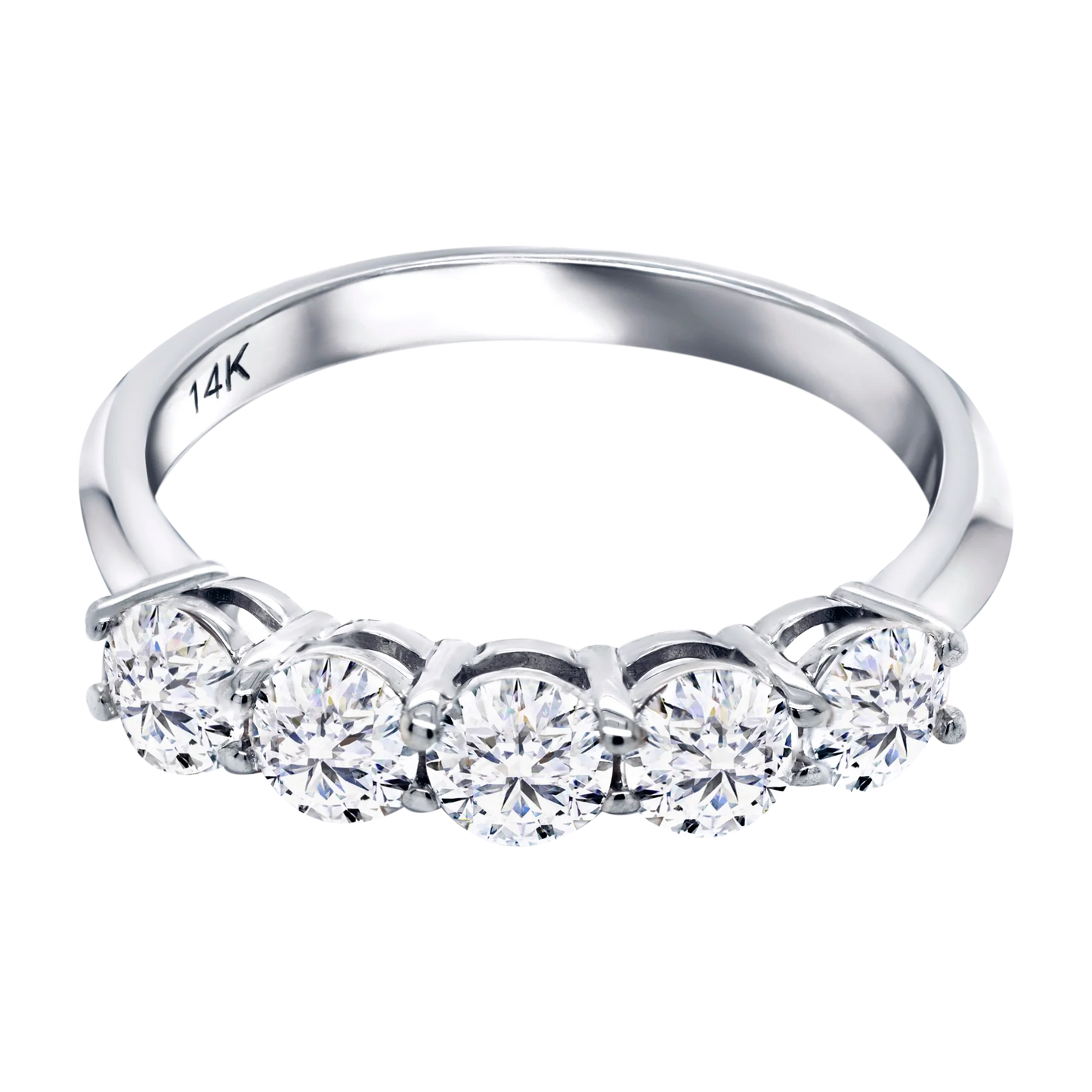 5-Stone Shared Prong Half Eternity Lab-Grown Diamond Ring – 14k Gold