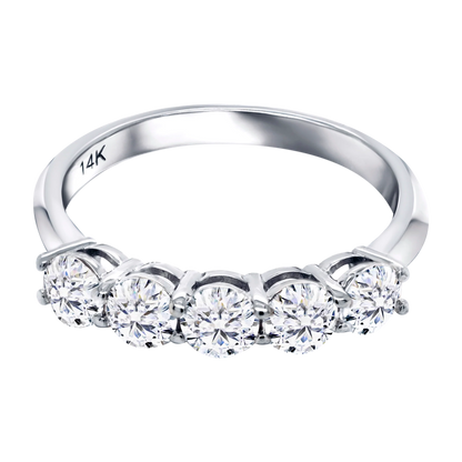 5-Stone Shared Prong Half Eternity Lab-Grown Diamond Ring – 14k Gold
