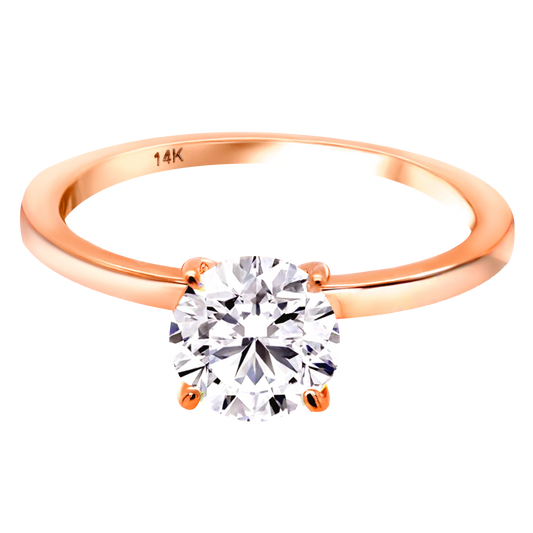 14k Gold Classic Solitaire Lab-Grown Diamond Engagement Ring