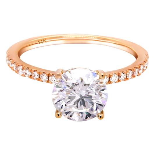 14k Gold Lab-Grown Diamond Engagement Ring: Side Sparkle