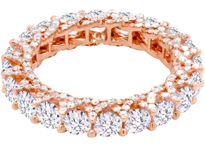 14k Gold Double Row Lab-Grown Diamond Full Eternity Band